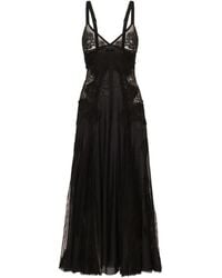 Dolce & Gabbana - Flared Midi-Jurk Met Kanten Vlakken - Lyst