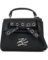 KARL LAGERFELD - K/Autograph Eyelet-Embellished Bow Top Handle Bag - Lyst
