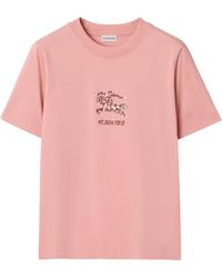 Burberry - Floral Ekd Cotton T-Shirt - Lyst