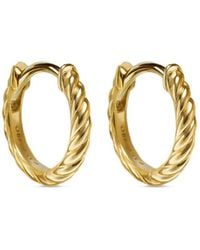 David Yurman - 18Kt Sculpted Cable Micro Huggie Hoop Earrings (10.7Mm) - Lyst