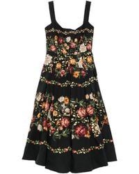 Agua Bendita - Alcaparra Paramo Floral-Print Pleated Midi Dress - Lyst