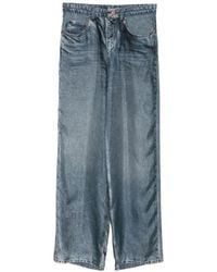 Pierre Louis Mascia - Aloe Denim-Print Silk Trousers - Lyst