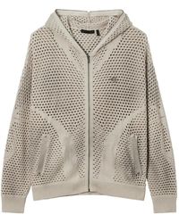 FIVE CM - Open-Knit Zip-Up Hoodie - Lyst