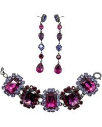 JENNIFER GIBSON JEWELLERY - Vintage Hot Pink & Amethyst Crystal Bracelet & Drop Earrings 1980s - Lyst