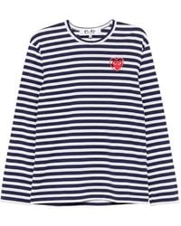 Comme des Garçons - Striped Heart-Patch Long-Sleeve T-Shirt - Lyst