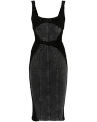 Mugler - Abito Midi Denim Con Inserti - Lyst