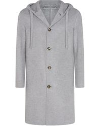 Lardini - Hooded Button-up Coat - Lyst