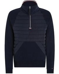 Tommy Hilfiger - Quilted Panel Half-Zip Sweatshirt - Lyst