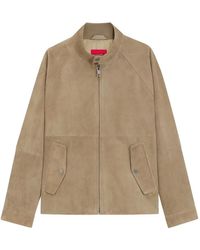 HUGO - Zip-Up Suede Jacket - Lyst