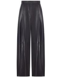 Giorgio Armani - Pleated Leather Trousers - Lyst