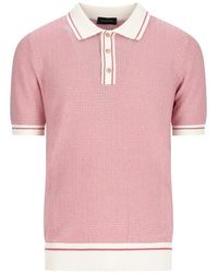 Tagliatore - Textured-Knit Striped-Trim Polo Shirt - Lyst