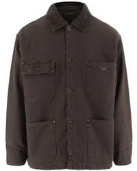 Emporio Armani - Veste À Col Côtelé Et Poche Plaquée - Lyst