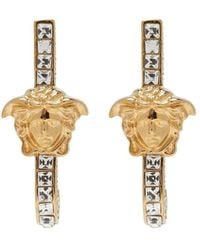 Versace - Boucles d'oreilles serties de cristaux à logo Medusa - Lyst