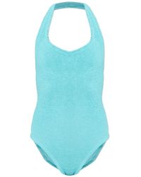 Hunza G - Sandy Crinkle-Effect Halterneck Swimsuit - Lyst