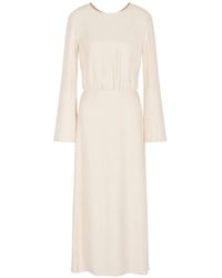 Giorgio Armani - Robe Mi-Longue À Taille Élastiquée Et Manches Évasées - Lyst