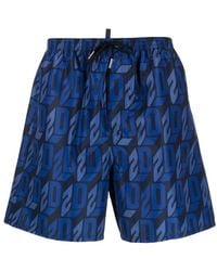 DSquared² - Logo Print Drawstring Swim Shorts - Lyst