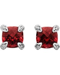 David Yurman - Sterling Petite Chatelaine Rhodolite Garnet And Diamond Stud Earrings (6Mm) - Lyst