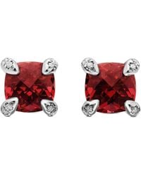 David Yurman - Petite Chatelaine ロードライトガーネット&ダイヤモンド ピアス 6mm スターリングシルバー - Lyst