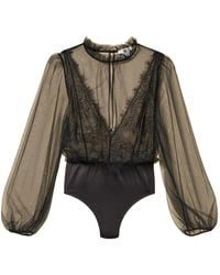 Twinset - Tulle And Lace Bodysuit - Lyst