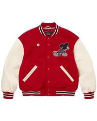 Supreme - Mickey Appliqued Varsity Jacket - Lyst