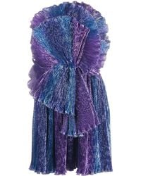 Alberta Ferretti - Pleated Ruffled Flared Mini Dress - Lyst