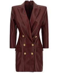 Balmain - Leren Mini-Jurk Met Dubbele Rij Knopen - Lyst