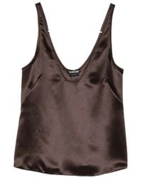 Tom Ford - Silk Satin Low Neck Tank Top - Lyst