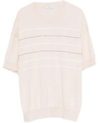 Peserico - Stripes Crew Neck T-Shirt - Lyst