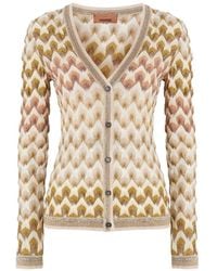 Missoni - Slim Viscose Lamé Cardigan With Lace Motif - Lyst