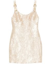 Versace - Crushed Buckle-Detail Mini Dress - Lyst