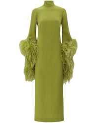 ‎Taller Marmo - Del Rio Feather-Trim Midi Dress - Lyst