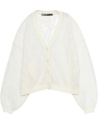 Bimba Y Lola - Ivory Mohair Openwork Cardigan - Lyst
