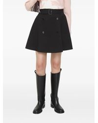 Burberry - Jupe En Cuir À Taille Ceinturée - Lyst