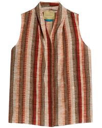 Momoní - Kiri Gestreept Blouse Met V-Hals - Lyst