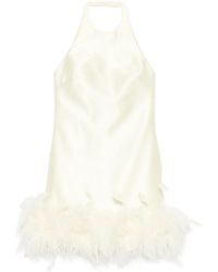 Self-Portrait - Feather-Trim Mini Dress - Lyst