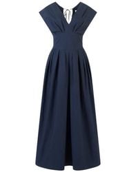 Rosie Assoulin - V-Neck Pleated Midi Dress - Lyst