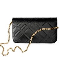 Burberry - Embossed Check Chain Strap Wallet - Lyst