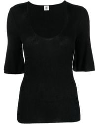 By Malene Birger - Scoop-Neck Ribbed-Knit T-Shirt - Lyst