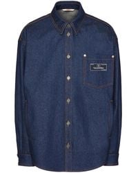 Valentino Garavani - Jeanshemd Mit Logo-Patch - Lyst