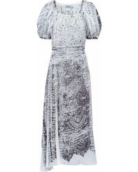 Prada - Vestido midi de seda - Lyst