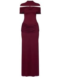 Chats by C.Dam - Marlene Draped Shoulder-Cutout Maxi Dress - Lyst