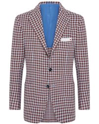 Kiton - Blazer A Cuadros Micro Con Botones - Lyst