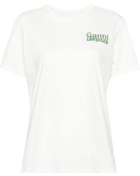 Ganni - Logo Print T-Shirt - Lyst