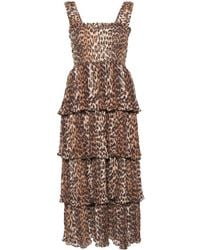 Ganni - Gelaagde Midi-jurk Met Luipaardprint - Lyst