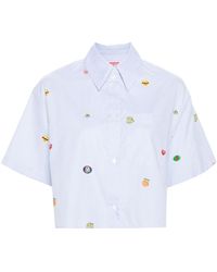 KENZO - Fruit Stickers-print Striped Shirt - Lyst