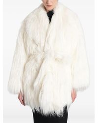Entire studios - Belted Faux-Fur Coat - Lyst