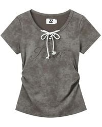 Izzue - Lace-Up Acid-Wash T-Shirt - Lyst