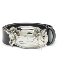 DIESEL - 3.5Cm Leather Belt With Cherub Oval D Buckle - Lyst