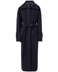 Pinko - Fully Rhinestoned Long Wool Coat - Lyst