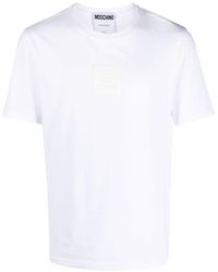 Moschino - T-shirt Van Stretch-katoen Met Logopatch - Lyst